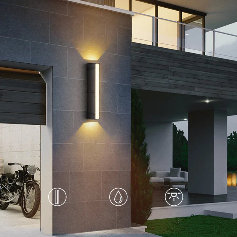 Afralia™ Outdoor Waterproof Up Down LED Wall Light for Stairway, Courtyard, Balcony
