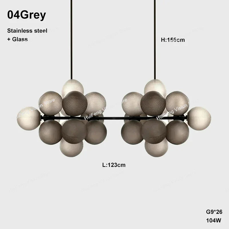 Afralia™ Purple Ripple Grape Ball Lampshade Pendant Chandelier, Modern LED Home Decor Lighting