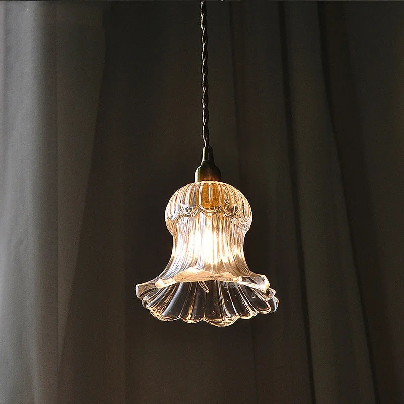 Afralia™ Brass LED Pendant Light Fixture Clear Glass Adjustable Nordic Hanging Lamp