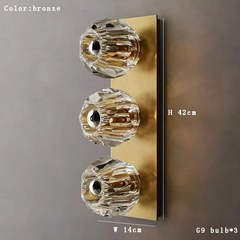 Afralia™ Crystal Wall Lamp Bronze Chrome Sconce Lights for Vintage Living Room