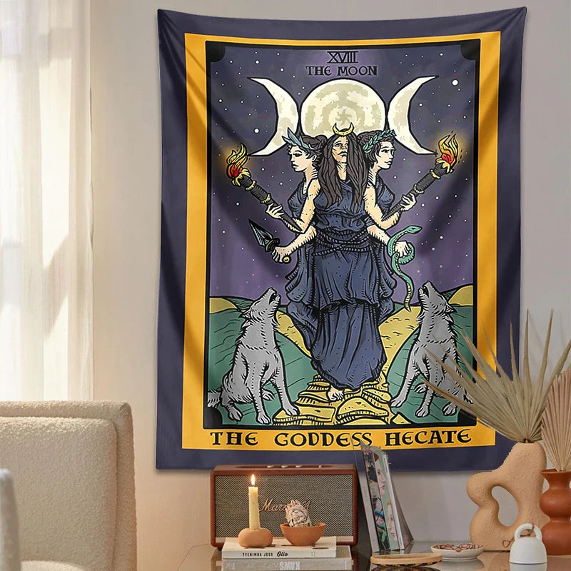 Afralia™ Moon Goddess Hecate Tapestry: Hippie Astrology Witchcraft Wall Decor