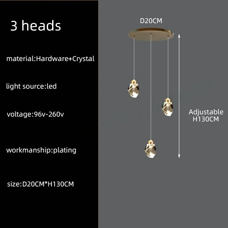 Afralia™ Nordic Crystal Chandelier for Living Room Villa Ceiling - Staircase Pendant Lamps