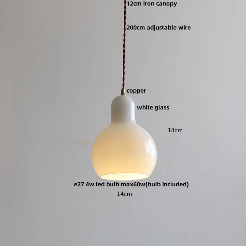 Afralia™ White Glass E27 LED Pendant Light Fixture Modern Adjustable Hanging Lamp