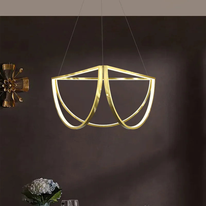 Afralia™ Black Gold Geometric LED Chandelier - Postmodern Indoor Hanging Lamps for Living Room