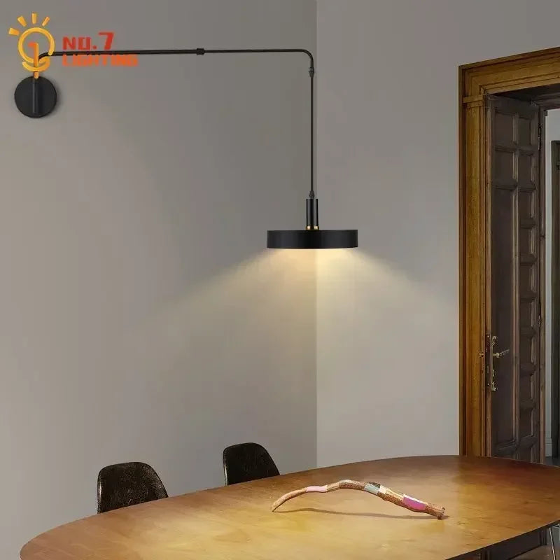 Afralia™ Long Pole Swing Arm Wall Lamp LED Adjustable Telescopic Rotary Sconce