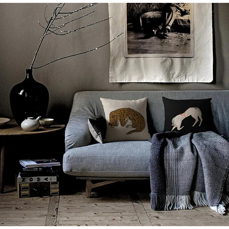 Afralia™ Sanyu Collection Retro Chinese French Decorative Pillow Cover for Living Room