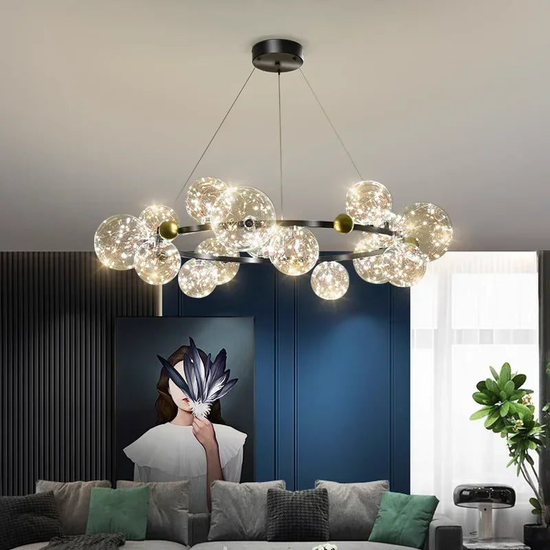 Afralia™ Minimalist Starry Round Pendant Lights for Luxury Living Room & Bedroom