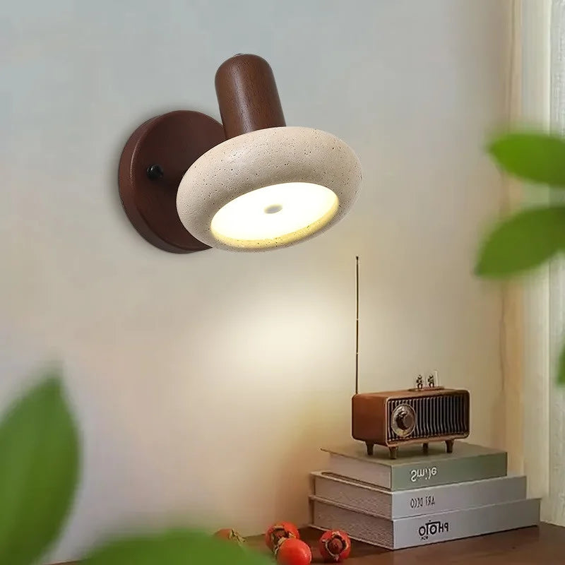 Afralia™ Travertine Yellow LED Wall Light Rotate Switch Bathroom Mirror Light