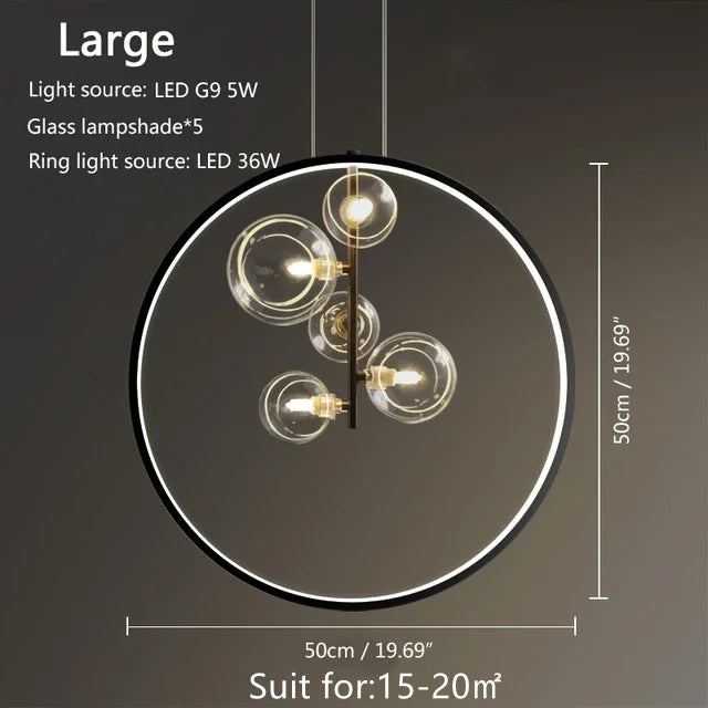 Afralia™ Glass Ball Chandelier: Designer Dining Table Bubble Lamp for Indoor LED Lighting