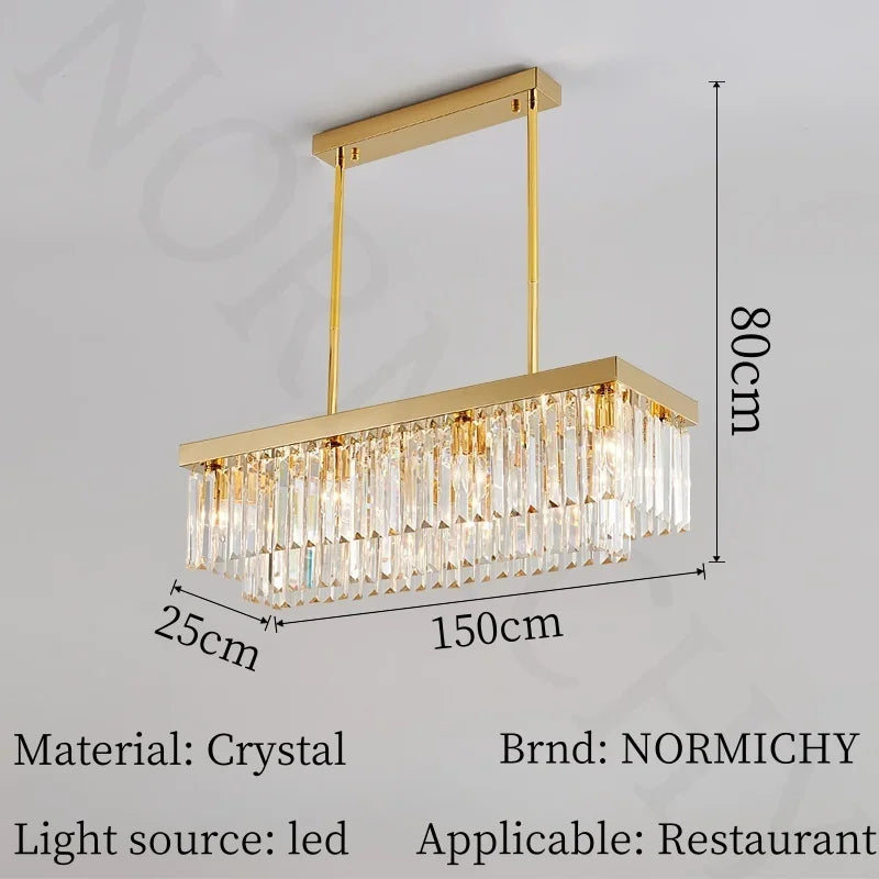 Afralia™ Crystal Chandelier: Nordic Minimalist Rectangular Restaurant Lighting