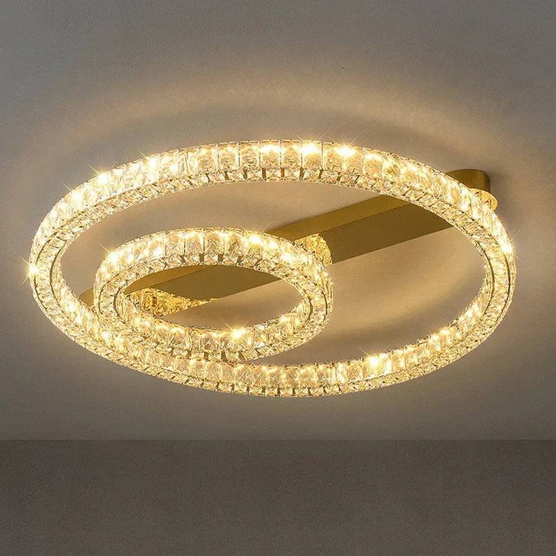 Afralia™ Gold Crystal Ceiling Lights for Elegant Home Decor