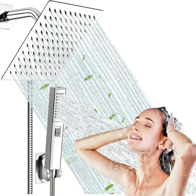 Afralia™ Black Full Shower System Set with Rain Pressure Spray Head and Faucet Panel