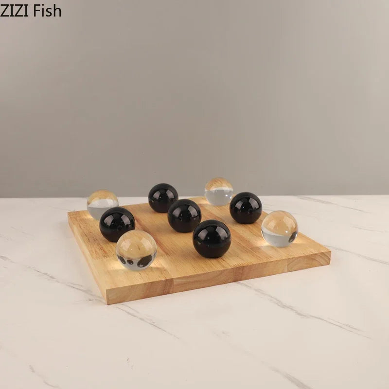 Afralia™ Wood Chessboard Set with Crystal Chess Pieces – Minimalistic Desk Decoration and Casual Game