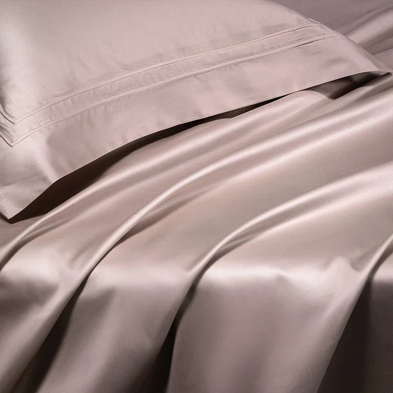 Afralia™ Satin 1400TC Egyptian Cotton Bedding Set - Duvet Cover, Bed Sheet, Fitted Sheet, Pillowcases