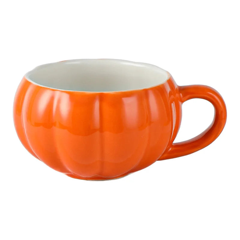Afralia™ Pumpkin Mug with Spoon, Lid, for Kids, Soup, Oatmeal, Tea, Coffee