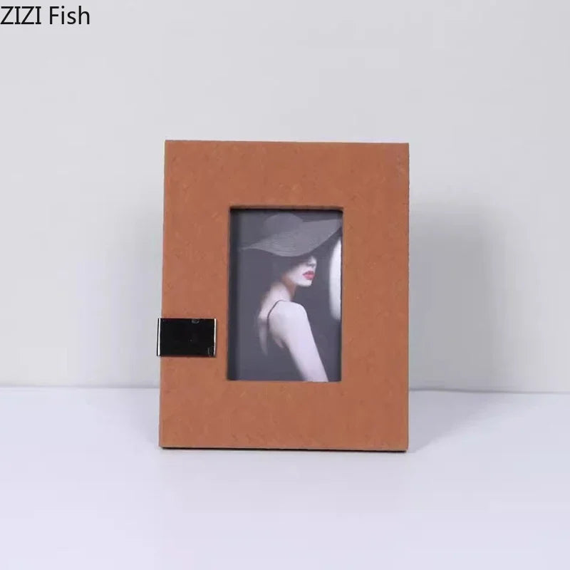 Afralia™ Leather Photo Frame | Modern Design Picture Frame Bedside Table & Desk Décor