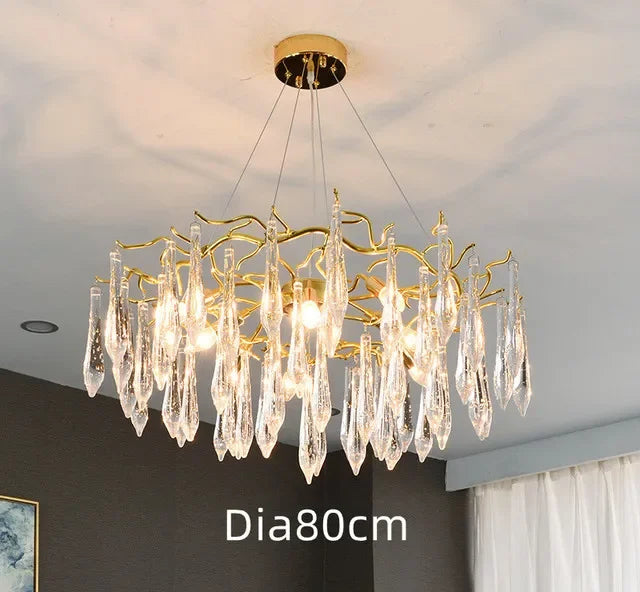 Afralia™ Crystal Water Drop LED Chandeliers: Modern Luxury Branch Design for Living & Dining Rooms