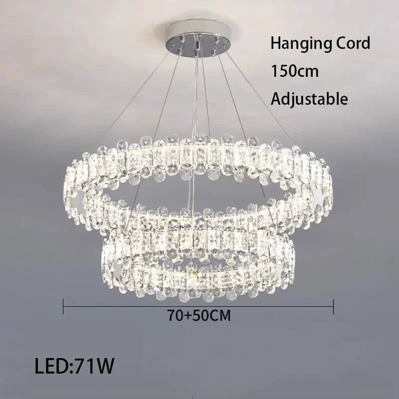 Afralia™ Crystal LED Ceiling Chandelier Rings for Home Decor & Living Room