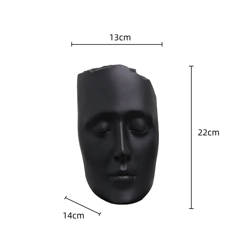 Afralia™ Golden Mask Resin Abstract Face Sculpture for Home Decoration
