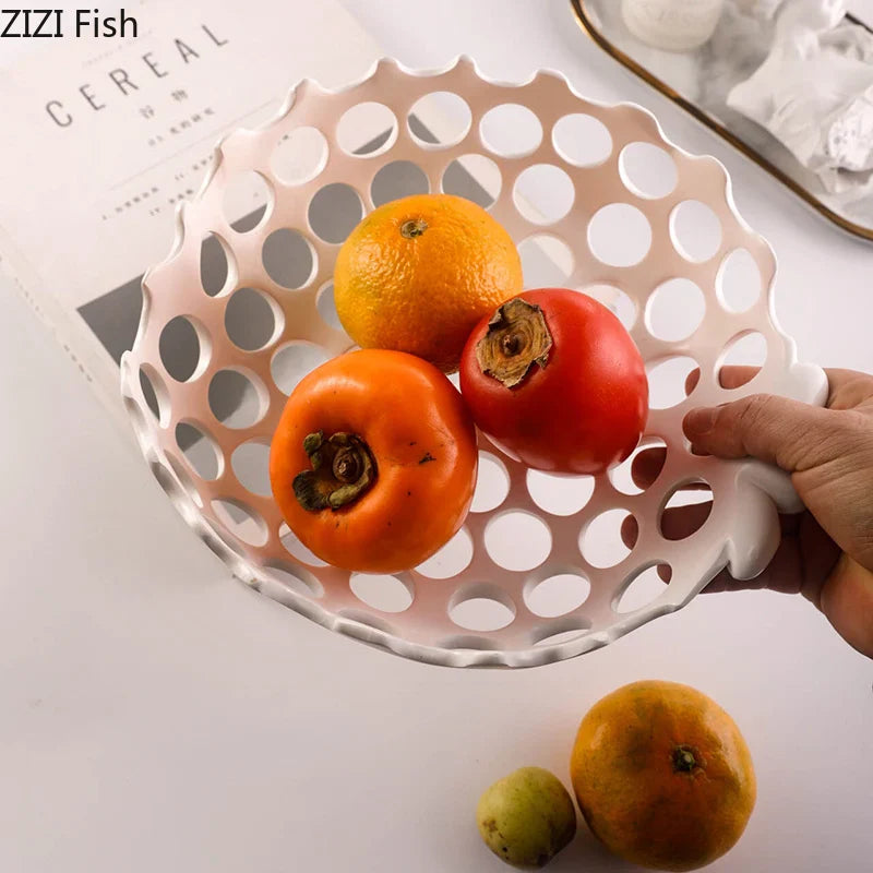 Afralia™ Minimalist Hollowed Out Fruit Bowl Snack Tray Home Kitchen Dessert Plate