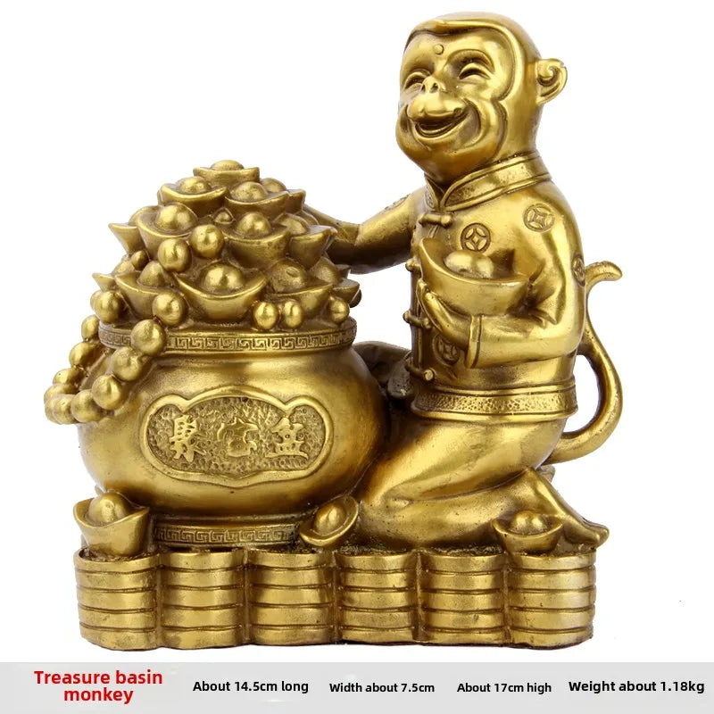 Afralia™ Brass Copper Monkey Cornucopia: Lucky Wealth Feng Shui Home Decoration