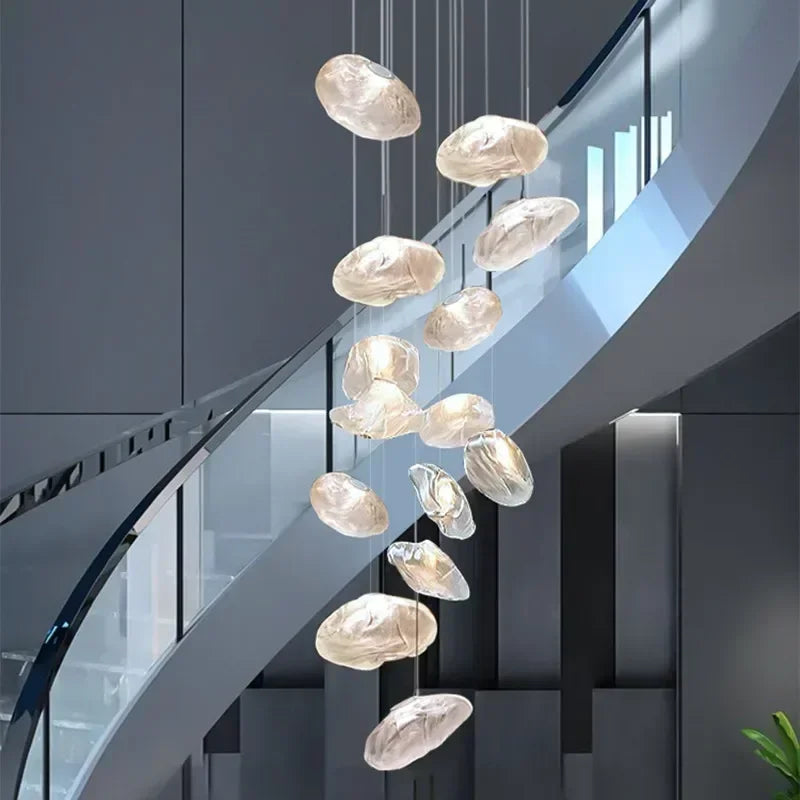 Afralia™ Glass LED Chandelier Lighting for Modern Stairs, Dining Room, and Home Bar