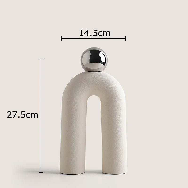 Afralia™ U-shaped Ceramic Vase: Desk Decoration, Porcelain Floral Vase, Room Aesthetic Decor