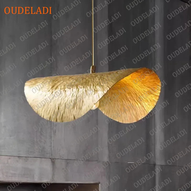 Afralia™ Lotus Leaf Copper Chandelier: Vintage Pendant Light for Home Kitchen Island Decor