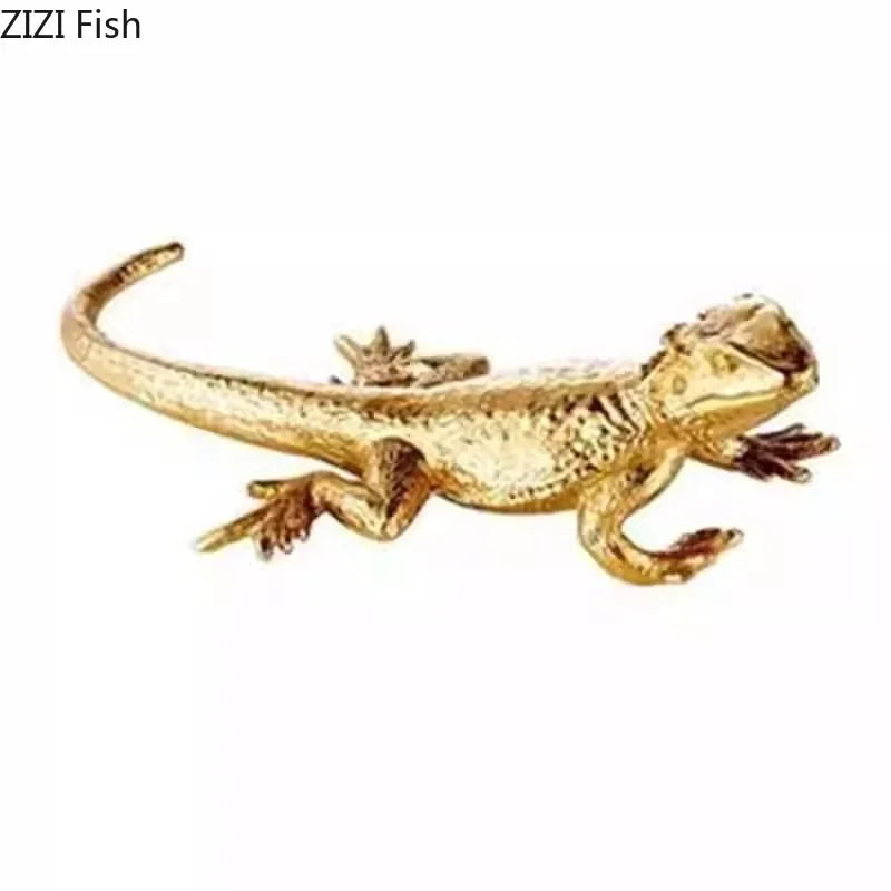Afralia™ Golden Lizard Sculpture: Modern Metal Desk Ornament & Room Decor Artwork