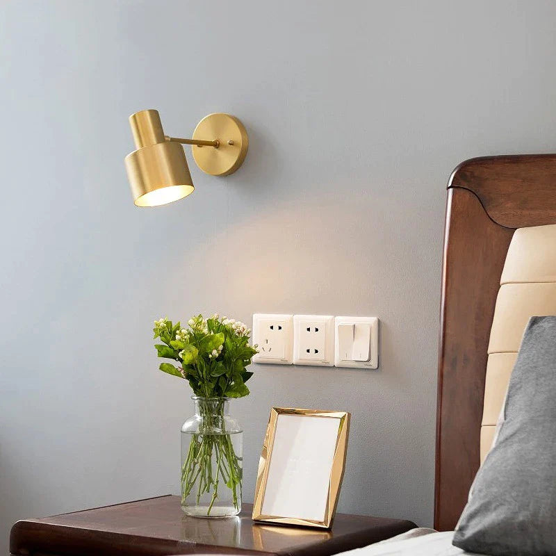 Afralia™ Iron Wall Lamp Vintage Simple Single Brass Light Small E27 Bedside Aisle Balcony