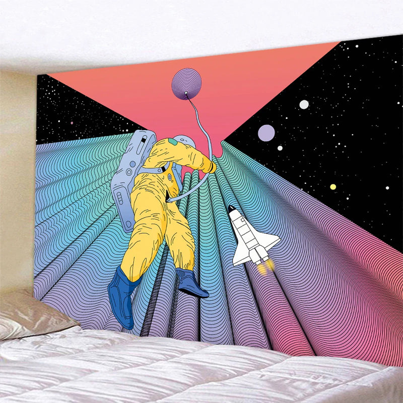 In Afralia™ Astronaut Tarot Scene Tapestry: Psychedelic Hippie Boho Room Decor