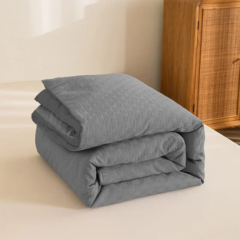 Afralia™ Waffle Grid Queen Duvet Two-sided Design Soft Breathable Comforter Blanket