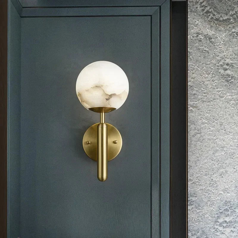 Afralia™ Copper Marble Ball Wall Lamp for Luxe Living Spaces