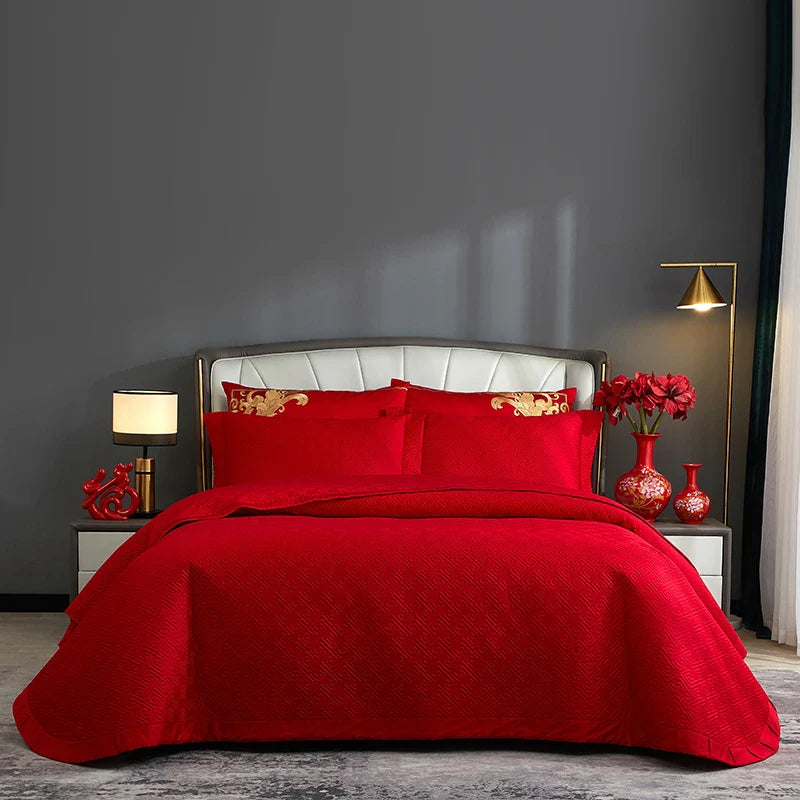 Afralia™ Luxury Egyptian Cotton Quilted Bedspread Set with 2 Pillowcases