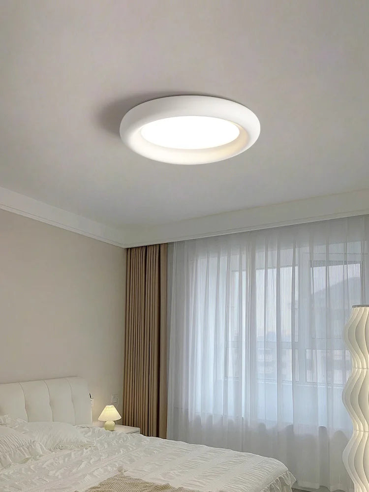 Afralia™ Cream LED Ceiling Lamp for Girl's Room - Modern Minimalist Master Bedroom Lighting