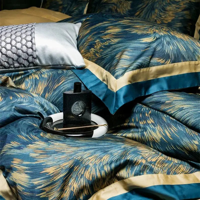 Afralia™ Blue Starry Sky Print Bedding Set: Queen King Size 1000TC Egyptian Cotton Duvet Covet, Sheets & Pillowcases
