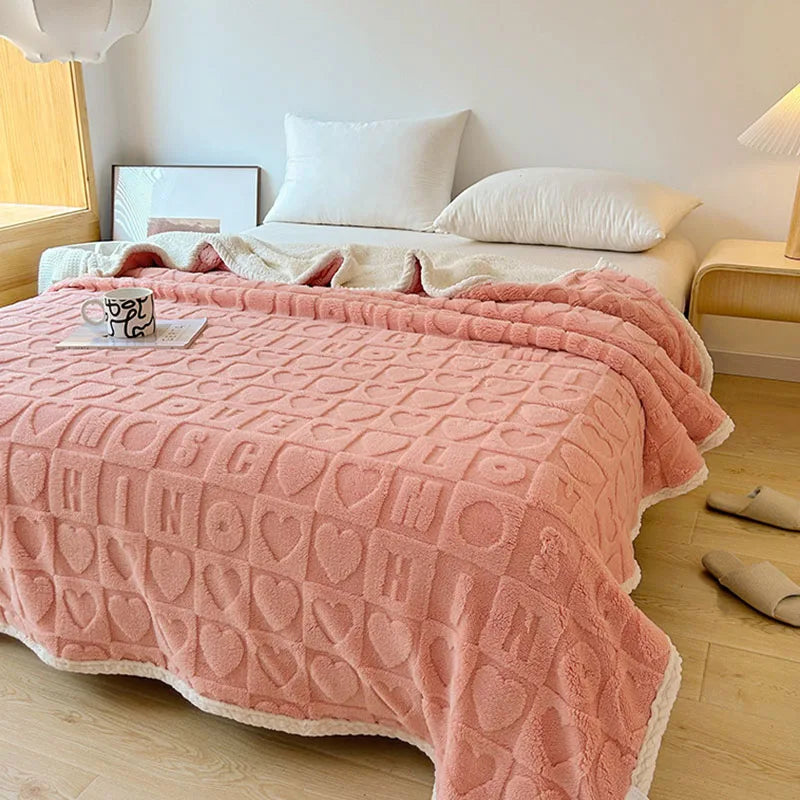 Afralia™ Plaid Jacquard Lamb Fleece Blanket: Soft & Cozy Single Size for All Seasons