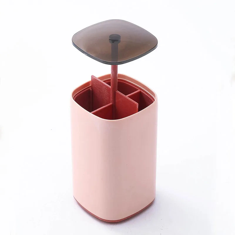 Afralia™ Pop-up Toothpick Holder Swabs Dispenser Four Grid Organizer Desktop Storage Container