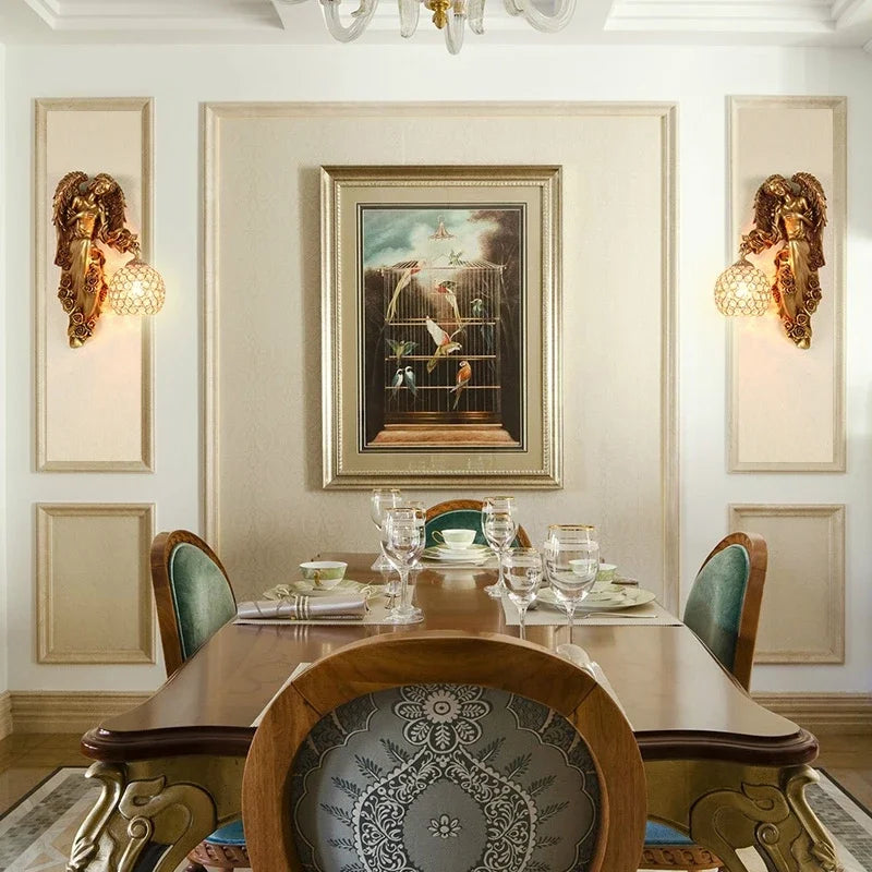 Afralia™ Nordic Mermaid Resin Wall Lamp LED Creative Decor for Living Room and Bedroom