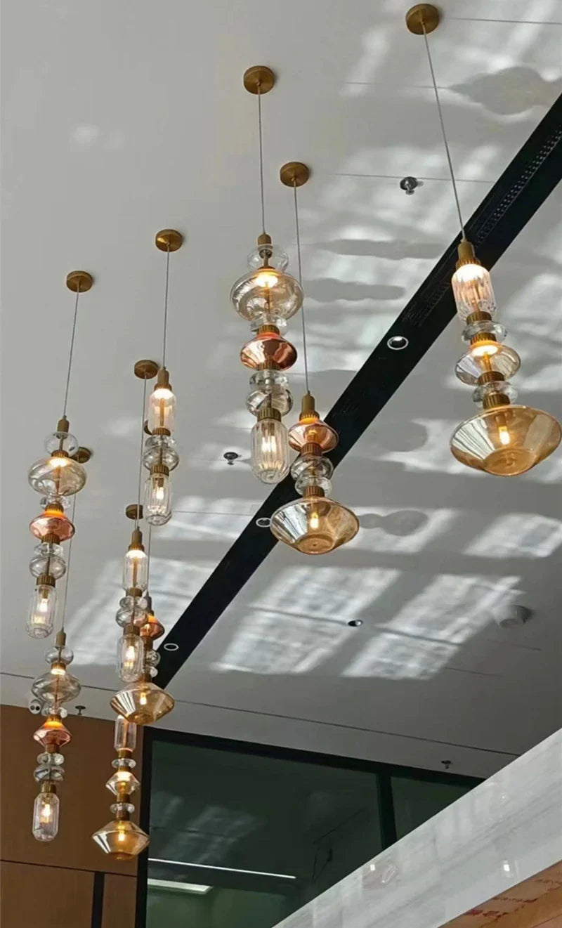 Afralia™ Amber Glass Pendant Light: Vintage American Style for Hotel Bedroom, Restaurant, Bar