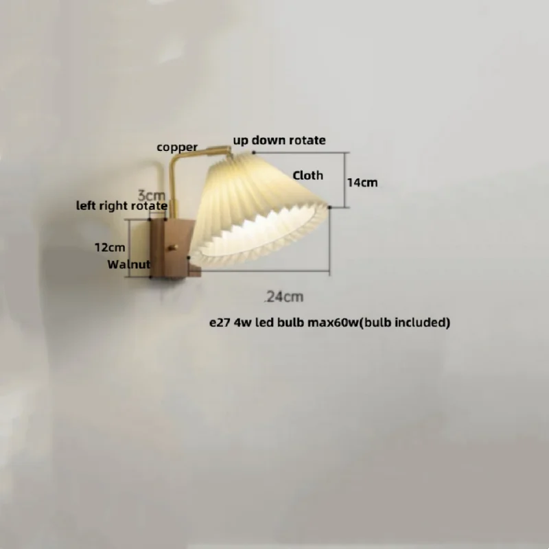 Afralia™ Wood LED Wall Light Up Down Rotate Copper Bedside Lamp
