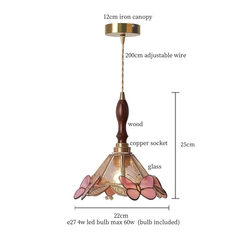 Afralia™ Butterfly Glass LED Pendant Light for Bedroom and Living Room