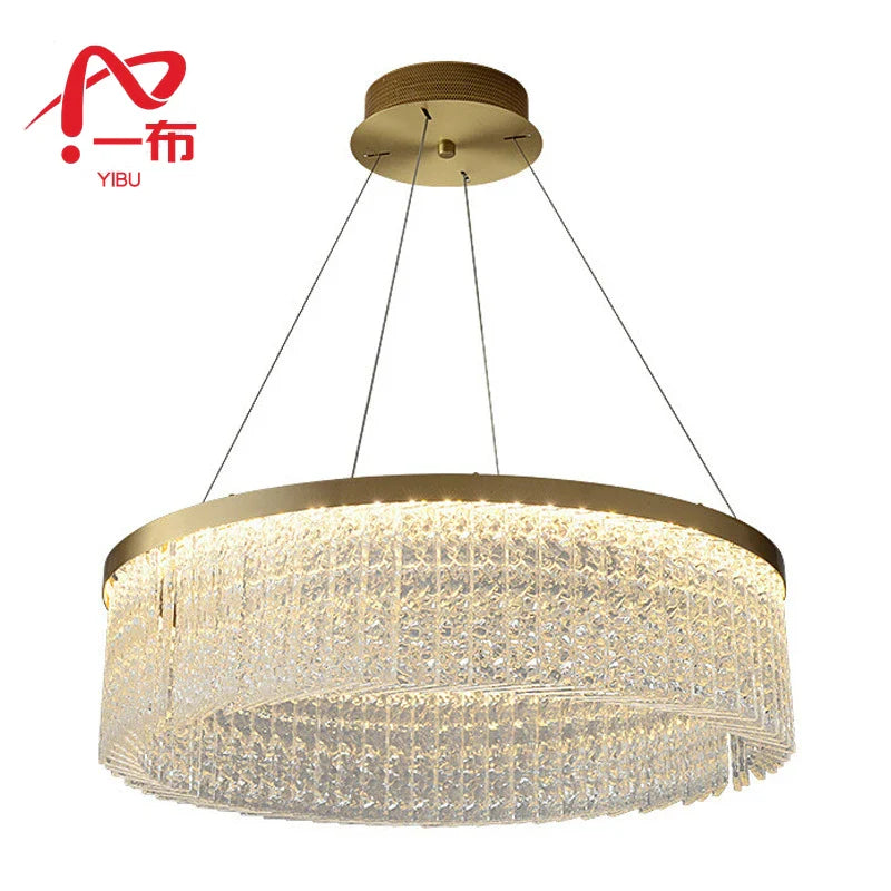 Afralia™ Crystal Glass Gold Pendant Chandelier for Elegant Kitchen Dining Lighting