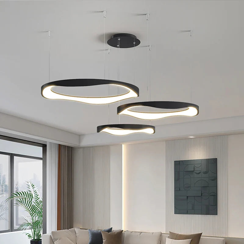 Afralia™ Modern LED Ring Chandelier for Living Room Bedroom Hall Bar - Indoor Lighting Fixtures