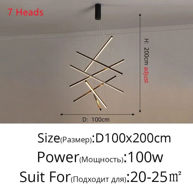 Afralia™ Aluminum Ceiling Chandelier with Changeable LED Shape for Stairway and Living Room