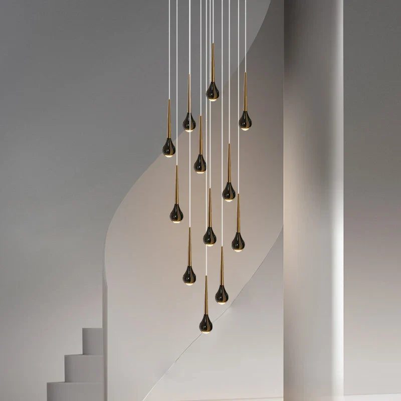 Afralia™ Modern LED Staircase Chandelier - Designer Villa Penthouse Interior Lighting