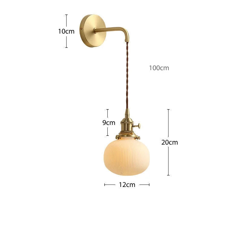 Afralia™ Nordic LED Wall Light Copper Ceramic Bedroom Living Room Lamp