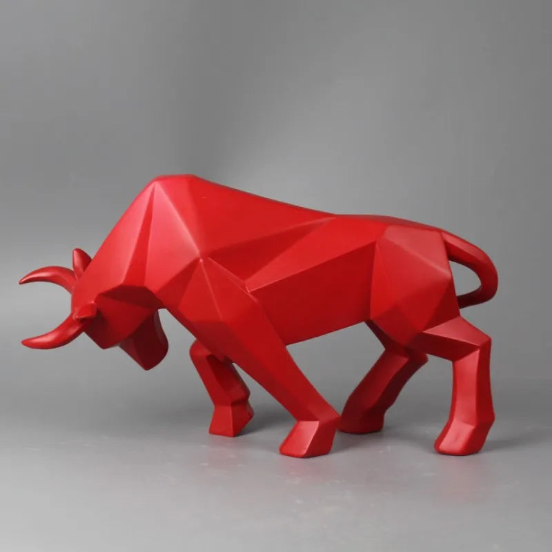 Afralia™ Geometric Bull Sculpture - Modern Home Decor, Office, Living Room Ornament