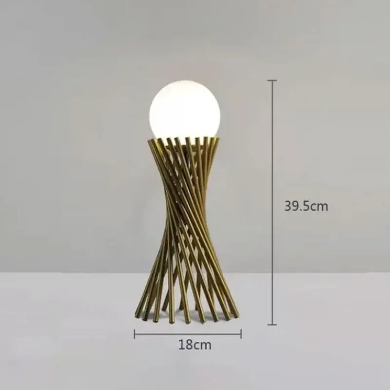 Afralia™ Small Waist Gold Bedside LED Desk Lamp - Nordic Modern Minimalist Design
