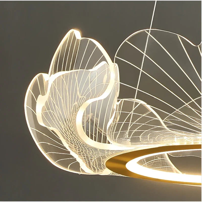 LED Lotus Leaf Ring Ceiling Chandelier by Afralia™ - Modern Living Room Dining Pendant Light